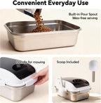 304 Stainless Steel Dog Food Storage Container with Lid for Cat Bird Pet Dry Food Treats, Airtight Mouse Proof Storage Bin Fits Up To 7 Lbs, Coming With Scoop