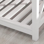 Farmhouse Coffee Table for Living Room, 2-Tier Rectangular Wooden Centre Cocktail Table with Slats Shelf Storage and V-Shaped Frame, Oak Grey
