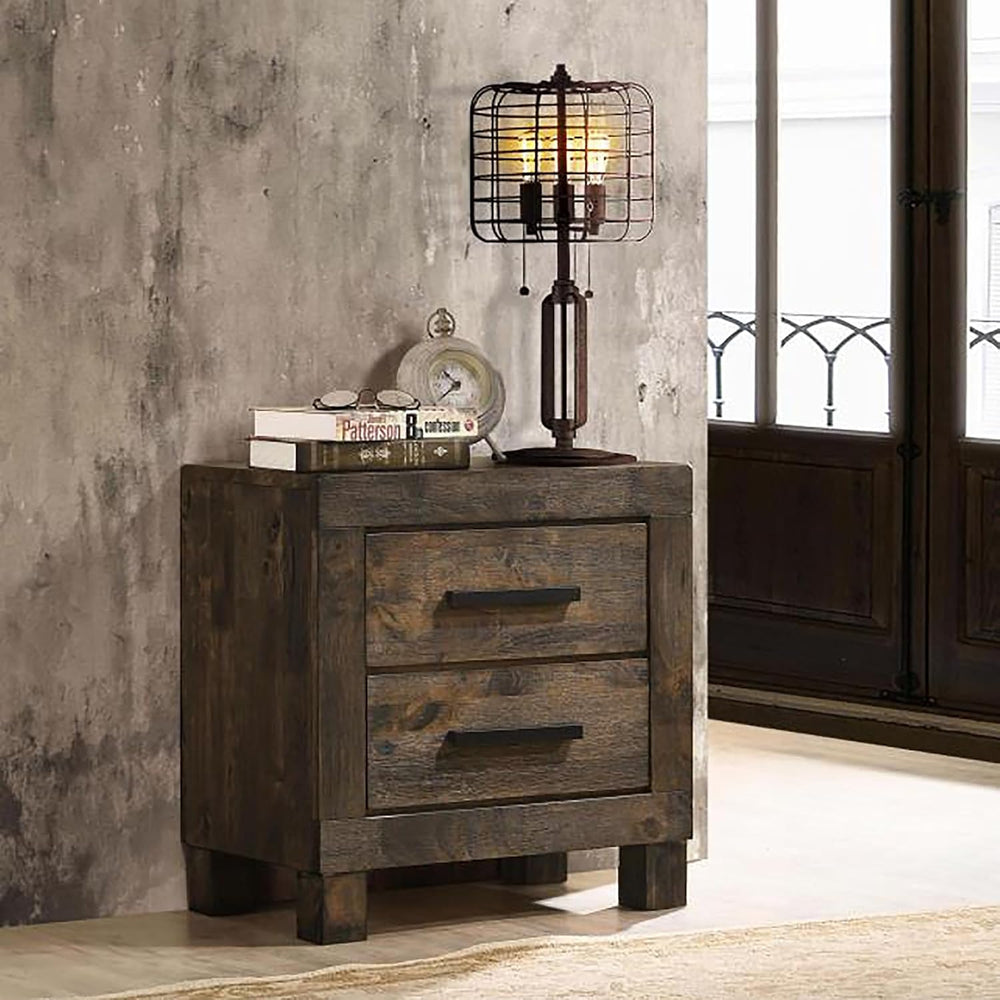 Rustic Gold Brown 2-Drawer Nightstand,for Small Spaces