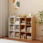 6-Cube Storage Shelf Bookcase - Wooden 3-Tier Floor Standing Open Bookshelf for Home and Office, Display Cabinet, Oak