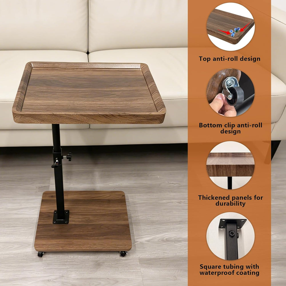 TV Tray Table with Phone Stand & Non-Slip Mat, C Table End Table Height A...