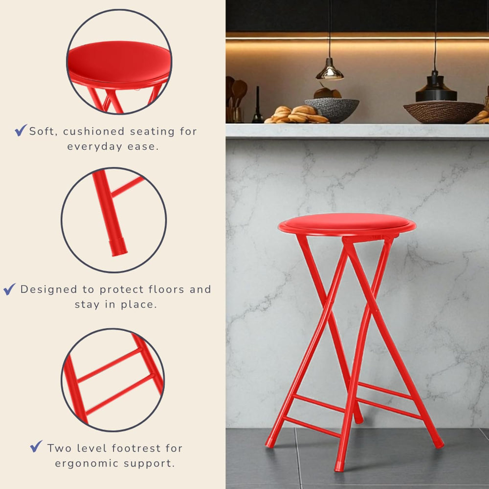 Lavish Home Folding Stool - Set of 2 Counter Height Bar Stools – 24-Inch Back...
