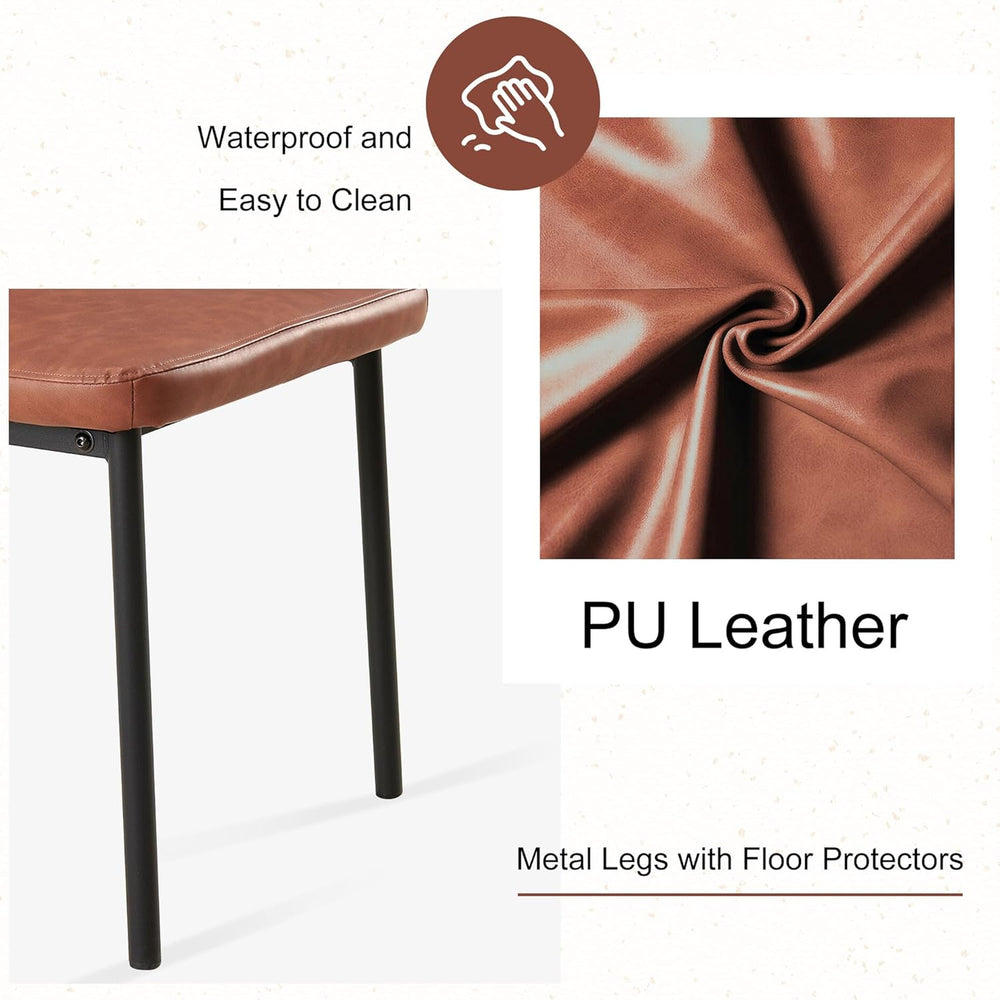 Dining Chairs Set of 6, Brown PU Leather Dining Chairs, Comfortable Upholster...