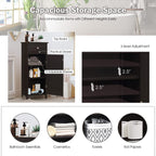 HAPPYGRILL Bathroom Floor Cabinet, Single Door Floor Storage Cabinet Organizer with Drawer and 3-Level Adjustable Shelves, Bathroom Cabinets Freestanding with Anti-Tipping Device for Living Room