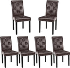 VECELO Upholstered Dining Chairs Set of 6, Modern PU Leather and Solid Wood Legs & High Back for Kitchen/Living Room- Coffee