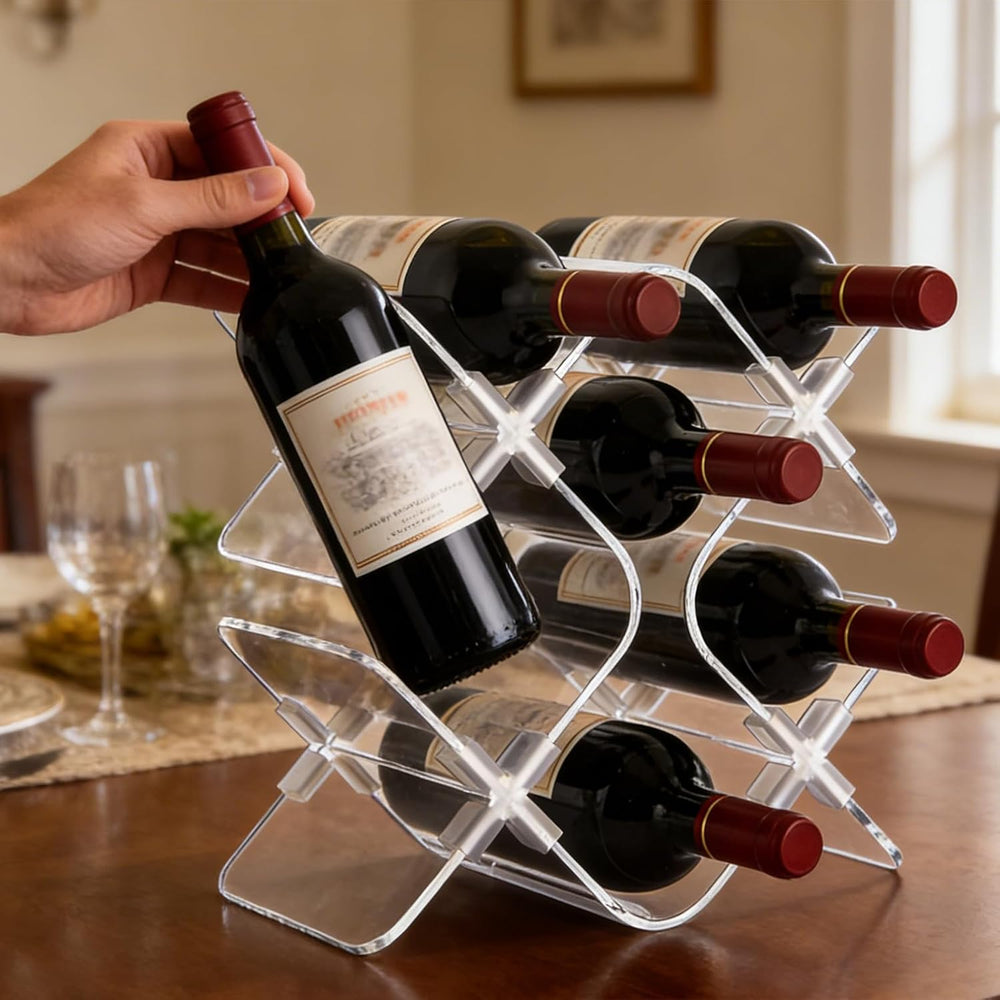 Acrylic 6 Bottle Countertop Wine Rack, Clear Freestanding Tabletop Holder | C...