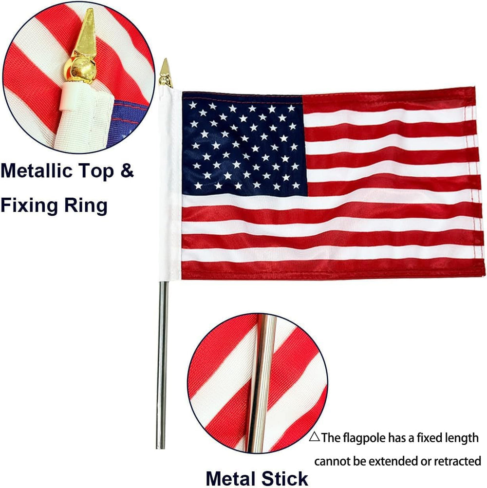TOPFLAGS Small American Flag on Stick 8x12 inch - 12 Pcs Mini US Flags for 25...