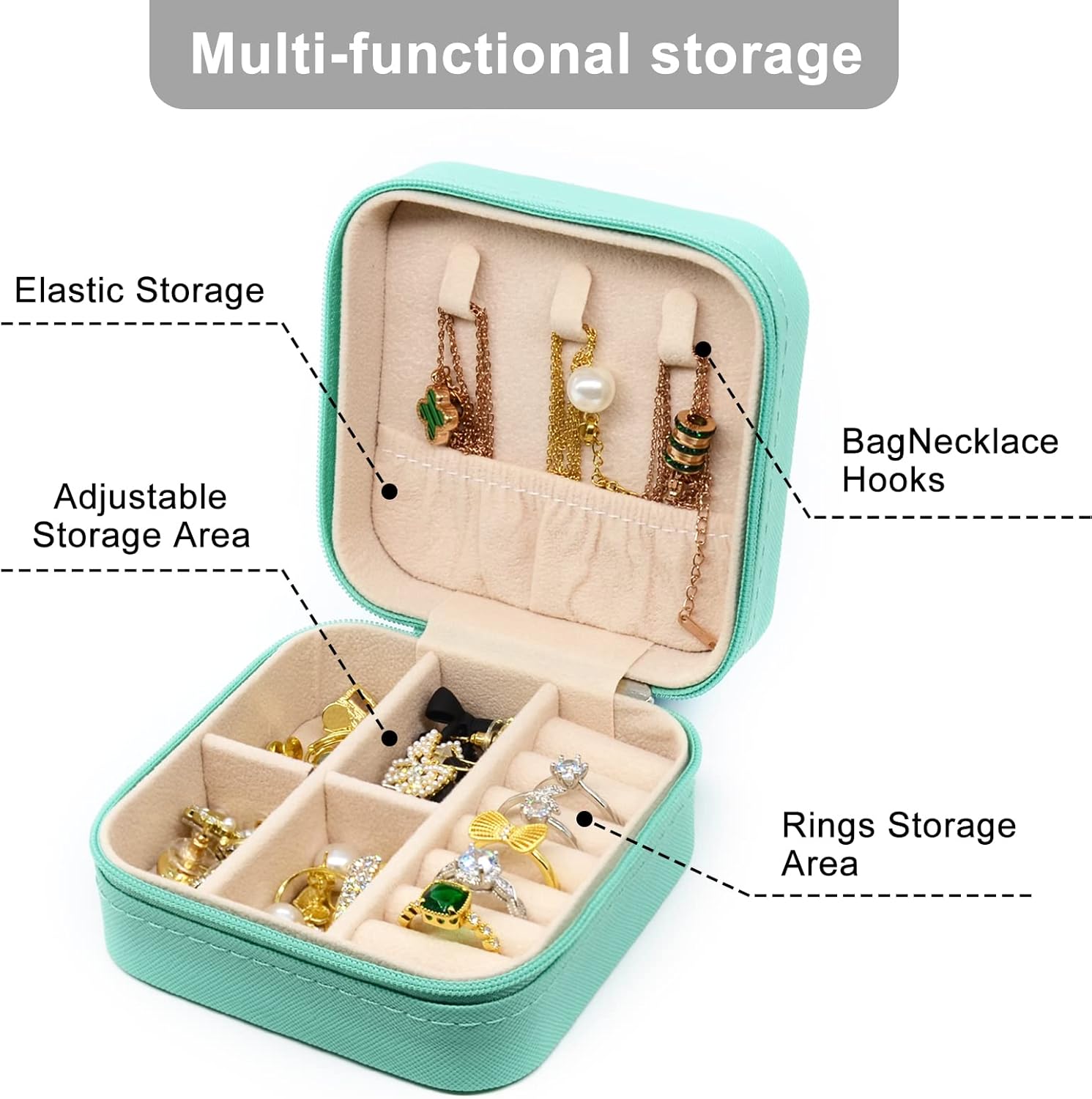KEINE MARKE Small Jewelry Box, Travel Portable Jewelry Case for Ring, Pendant, Earring, Necklace, Bracelet Organizer Storage Holder Boxes (blue*8).