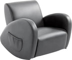Qaba Kids Sofa Rocking Chair with Side Pocket Toddler Chair Grey | Toddler Armchair, PU Leather, For Children