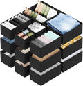 SpaceAid Drawer Organizer for Clothes, 18 Pack Dresser Drawer Organizer Bins, Closet Organizers and Storage Dividers for Clothing, Underwears, Socks (Black)