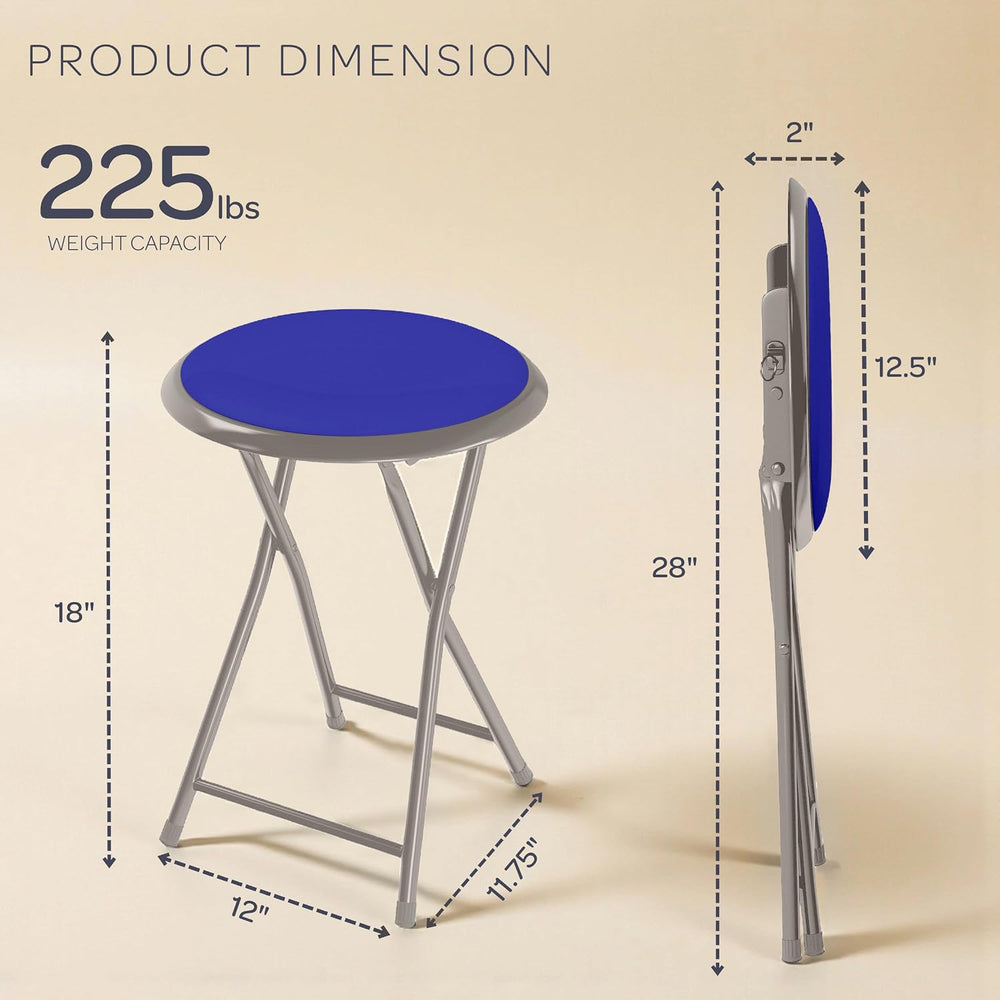 Lavish Home Portable Folding Stool with Backless Seat Set of 4, Blue, 18” | C...