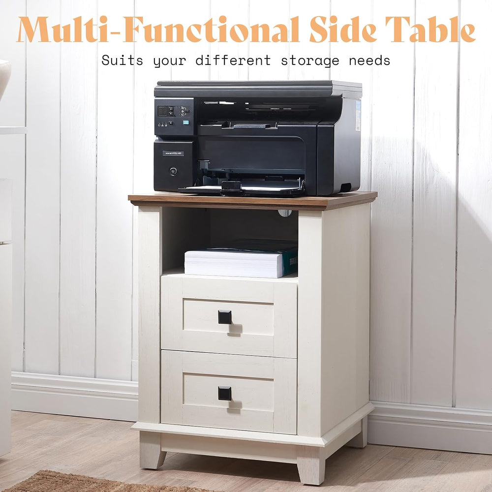 AMERLIFE Living Room Table Set of 5 with 59" TV Stand, Rustic White | Fa...