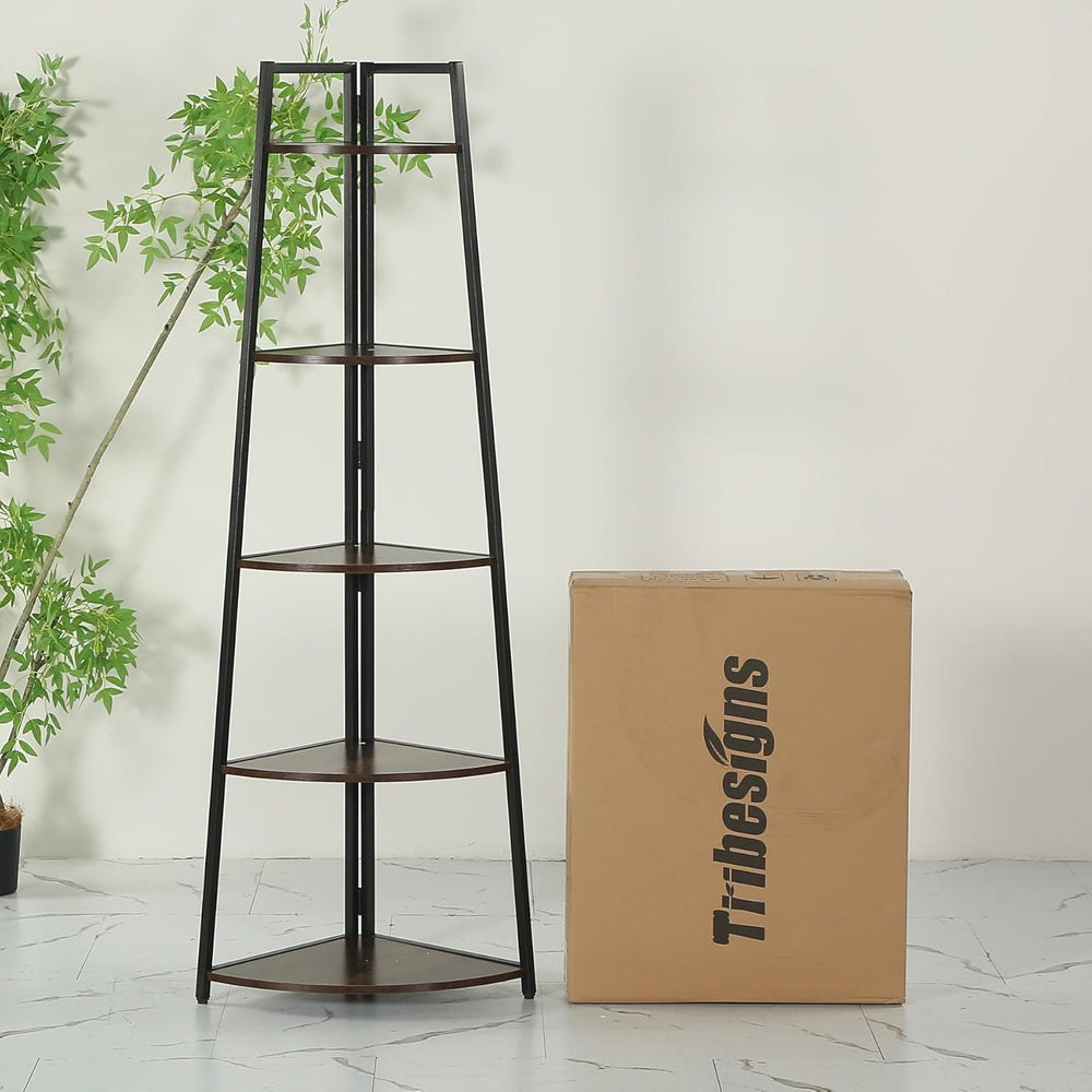 Tribesigns 70 inch Tall Corner Shelf, 5 Tier Rustic Corner Bookshelf Bookcase...