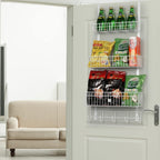 YBING Over The Door Organizer with Hooks Door Hanger Towel Rack with 3 Mesh Baskets Back of Door Hanging Shelf Organizer Behind Door Pantry Organizer for Bathroom Bedroom White