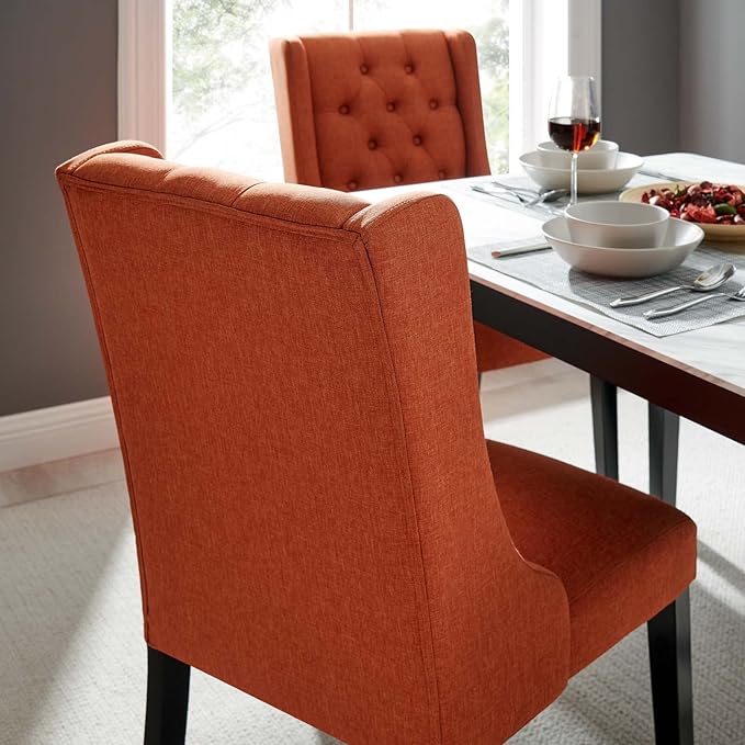 Modway Baronet Button-Tufted Fabric Parsons Dining Chair in Orange