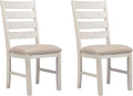 Signature Design by Ashley Skempton Modern Farmhouse Dining Room Chair, 2 Count, Ladderback Design, Wood, 17.75" W x 21.5" D x 38.63" H, White and Light Brown