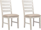 Signature Design by Ashley Skempton Modern Farmhouse Dining Room Chair, 2 Count, Ladderback Design, Wood, 17.75" W x 21.5" D x 38.63" H, White and Light Brown