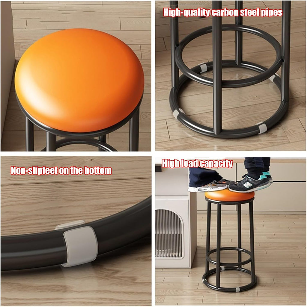Upholstered Modern Counter Height Bar Stools, Backless Counter Stools, Office Three-Ring High Chair, for Tatoo Lab, Salon,Spa,Drafting,Nail Teach(Yellow,75cm/30in)