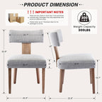 HNY Mid Century Modern Dining Chairs, Farmhouse Linen Fabric Upholstered Accent Chair Curved Backrest Kitchen Chairs Set of 2, with Hardwood Frame, Grey