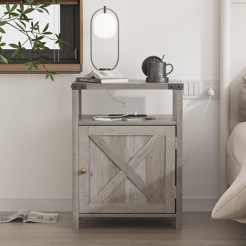 Fameill Nightstands Set of 2, Night Stand with Charging Station, Bed Side Tab...