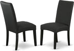 East West Furniture LGDR7-BLK-24 7 Piece Dining Table Set Consist of a Rectangle Dinner Table with Butterfly Leaf and 6 Black Color Linen Fabric Parson Chairs, 42x84 Inch, Black
