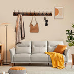 IBosins 34'' Coat Rack Wall Mount with 10 Decorative Tri-Hooks, Heavy Duty Wood Coat Hanger, Rustic Coat Hooks Rail for Entryway Living Room Coat Scarf Bag Towel Hat