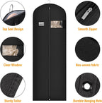 Syeeiex 72 Inch Dress Bags for Gowns, Dress Garment Bag, Set of 3, Black | Breathable Suit Bag, Dustproof Hanging Garment Bag, Clear Window and ID Card Holder for Fur Coat and Long Dress Gown