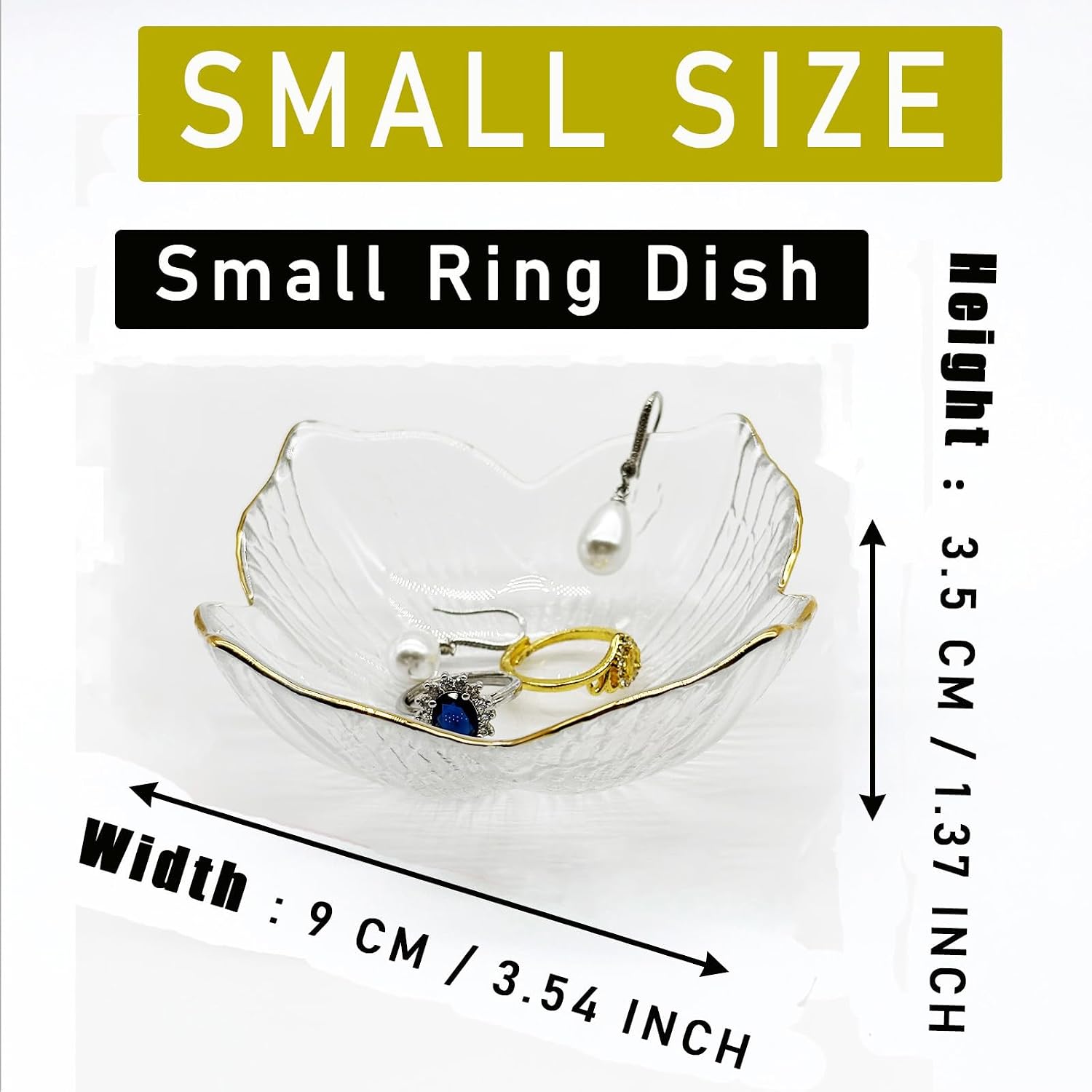 Flower Small Ring Dish, Glass Jewelry Tray for Women, Room Decor Jewelry Plate, Trinket Dish, Engagement Ring Holder, Bathroom Nightstand Ring Bowl for Earrings, Gifts, Key Dish