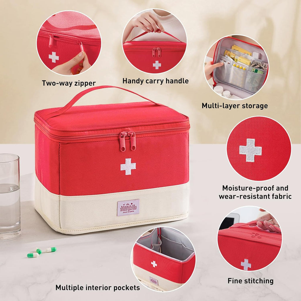 Medication Organizer Storage Bag,Large Capacity Portable Pill Bottle Organizer with Hand, Empty First Aid Kit for Home and Travel