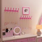 SKOLOO Wall Mounted Coat Rack - 6 Hooks, Pack of 2, Heavy Duty, Stainless Steel, Metal Wall Hanger, Sturdy Coat Hooks for Hanging Coats, Jackets, Clothes, Hats - Pink