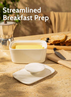 Sweese Extra Large Butter Dish with Lid, 6.2" Porcelain Butter Keeper Container - Perfect for East/West Coast Butter and Kerrygold Butter, Butter Crock with Lid, Gift - White