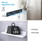 2 Pack 13.5" Metal Magnetic Bookshelf for Whiteboard, Strong Reusable Magnetic Display Shelf, Holds up to 12 lbs, Storage Organizer for Classroom, Kids Room, Office, Kitchen & Garage