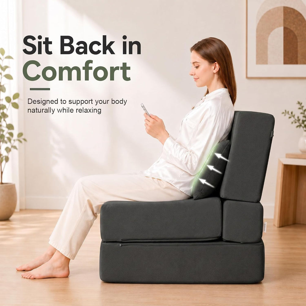 Folding Sofa Bed, Convertible Sleeper Chair, No Assembly, Black | Sofa Couch,...