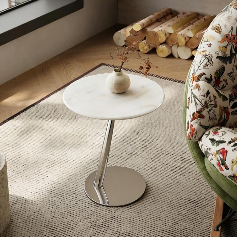 Round Marble Side Table – Modern Minimalist & Luxe Style – Suitable for L...