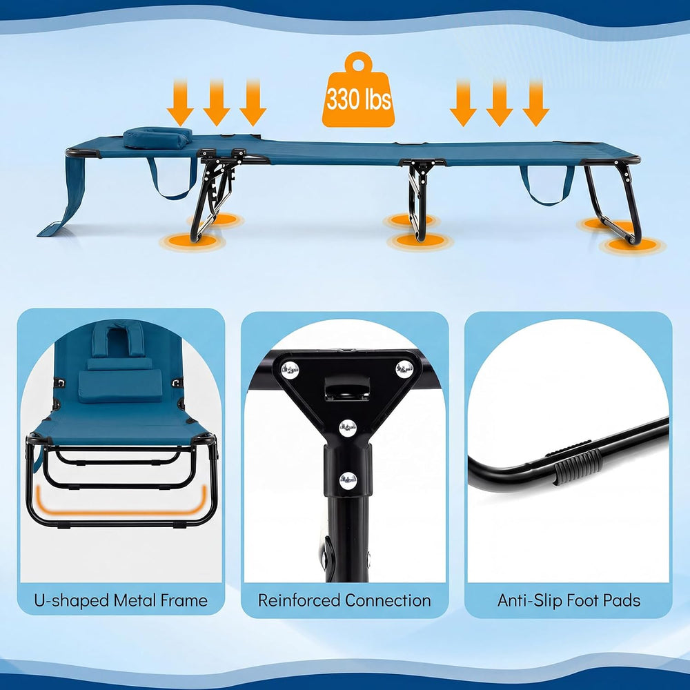 Giantex Folding Beach Tanning Chair, Adjustable Face Down Patio Lounge Chair ...