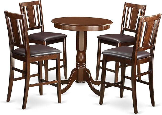 East West Furniture EDBU5-MAH-LC 5 Piece Counter Height Pub Set Includes a Ro...
