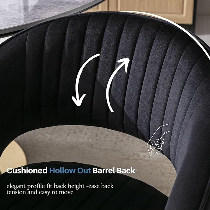 Black and Gold Velvet Dining Chairs, Modern Dining Room Chairs with Arms Set ...