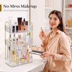 Aveniee Bathroom Counter Organizer, 3 Tier Perfume Skin Care Countertop Storage Shelf, Vanity Makeup Tray for Cosmetic Skincare Lotion,Clear