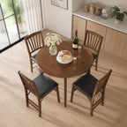 POWERSTONE Folding Dining Chairs Set of 6, Slat Back Foldable Kitchen Chair | PVC Padded Cushions, Solid Wood Frame, No Assembly, 400 LBS Capacity for Dining Room Apartment Small Spaces