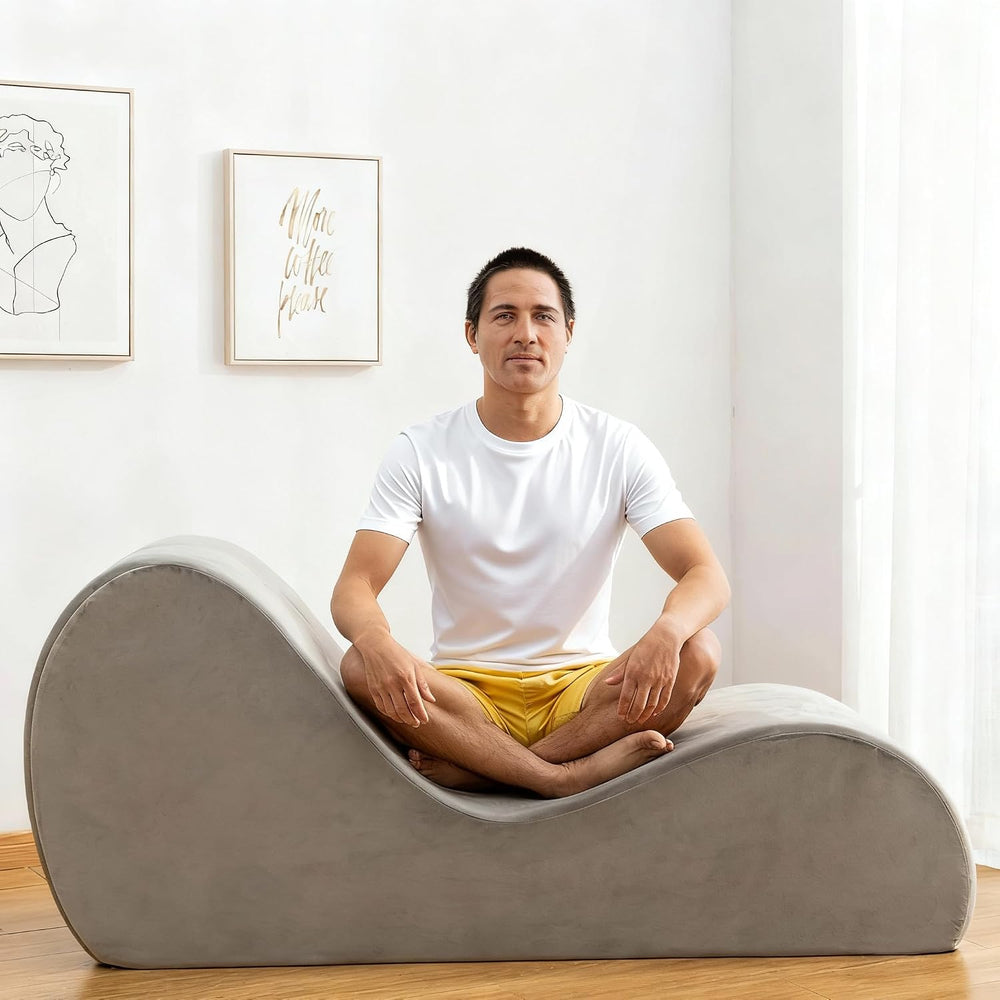 Yoga Chaise Lounge Chair, Velet Yoga Lounge Chair for Stretching Relaxation w...
