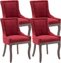 Modern Dining Chairs Set of 4, High Back Dining Chairs Side Chairs with Solid Wood Legs, Upholstered Fabric Dining Room Chairs for Dining Room Kitchen, Burgundy Red