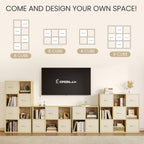 EXPERLAM 6 Cube Storage Organizer - Solid Wood Bookshelf with 3 Storage Bins, Cube Shelf with 2 Removable Back Panels, Vertical or Horizontal Bookcase, Open Book Shelf for Bedroom, Living Room, Office