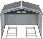 10x12 Metal Shed with Floor Frame Kit & Reinforced Construction - Translucent Roof Panels for Natural Light, Lockable Doors,Vents,Windows, Weatherproof Garden/Backyard/Patio Outdoor Storage
