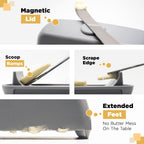 Butter Hub Extra Large Butter Dish with Lid and Knife, European Size Magnetic Butter Keeper, Easy Scoop, No Mess Lid, Plastic, Dishwasher Safe (Grey),European / 2 Sticks