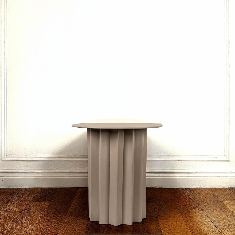 Creative Co-Op Pleated Metal Side Table, Beige