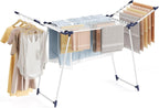 APEXCHASER Clothes Drying Rack Foldable, Large Drying Rack Clothing, Winged Laundry Rack Folding Indoor Outdoor, Metal Clothes Airer for Bedding Towel Sweater Heavy Duty, 68.9" X 22" X41.3", White