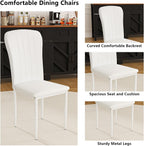 Glass Dining Table Set for 4, Modern Round Dining Room Table with Chairs, 5 Piece Kitchen Table and Chairs Set, for Living Room, Small Space (Include 4 White Chairs)