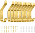 Coat Hooks Wall Mount for Hanging: 20LB Sturdy Hanger for Backpack, Towel, Bag, for Closet, Bathroom, Door, Mushroom, Brushed Gold 10 Pack, 3.75"