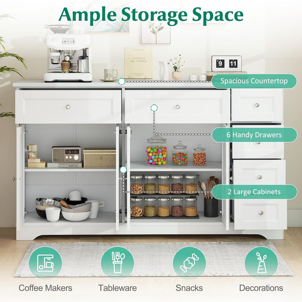 Giantex Large Buffet Cabinet with Storage, 59” Kitchen Cabinet with 4 Doors, ...