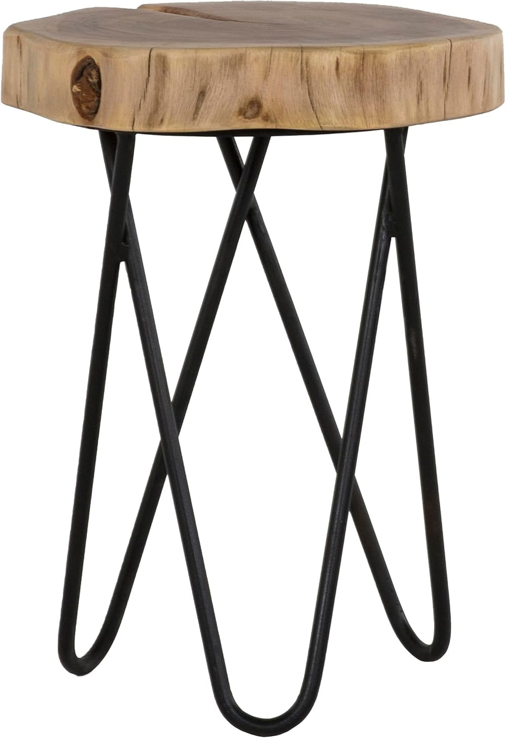 12" Wood End,Side Table, Living Room Accent Stool, Iron Legs, Home Décor...